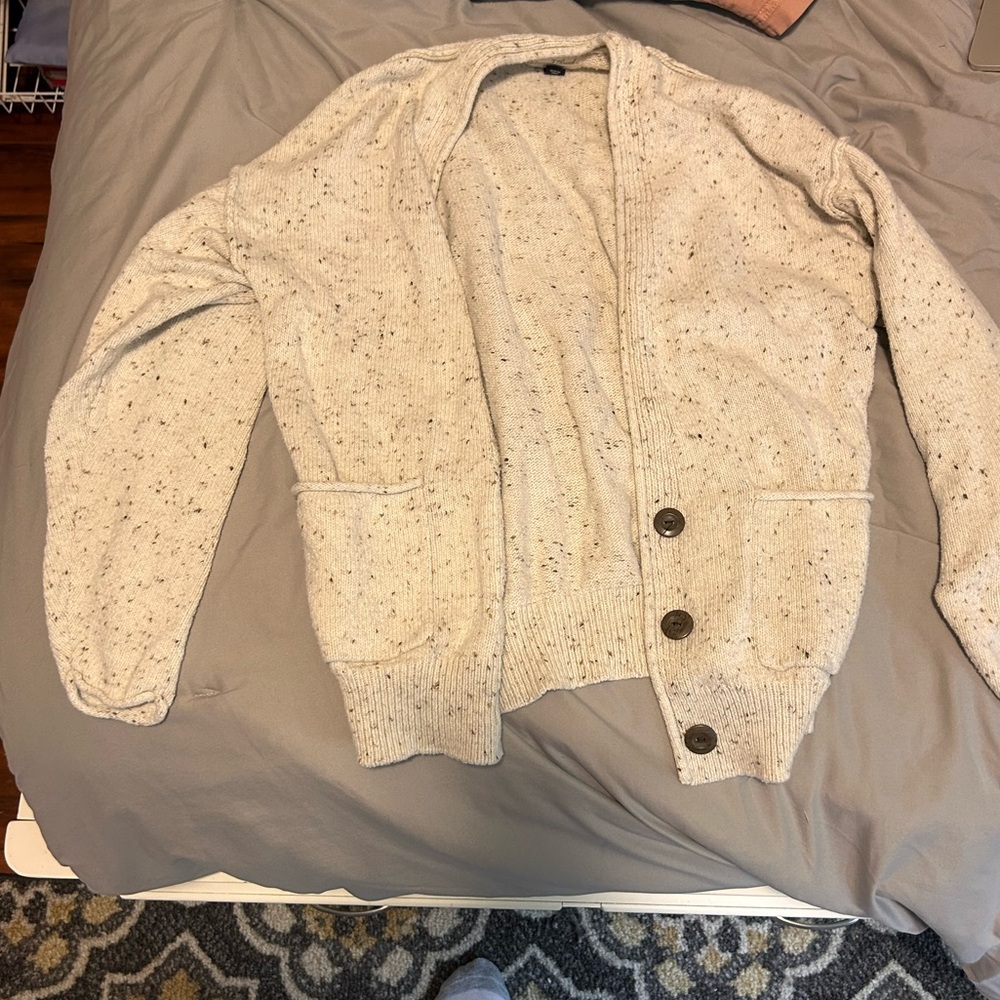 Men's Cream Cardigan Sweater